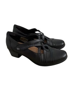 Earth Origins Marietta Macey Mary Jane Shoes Black Leather Heels Pumps